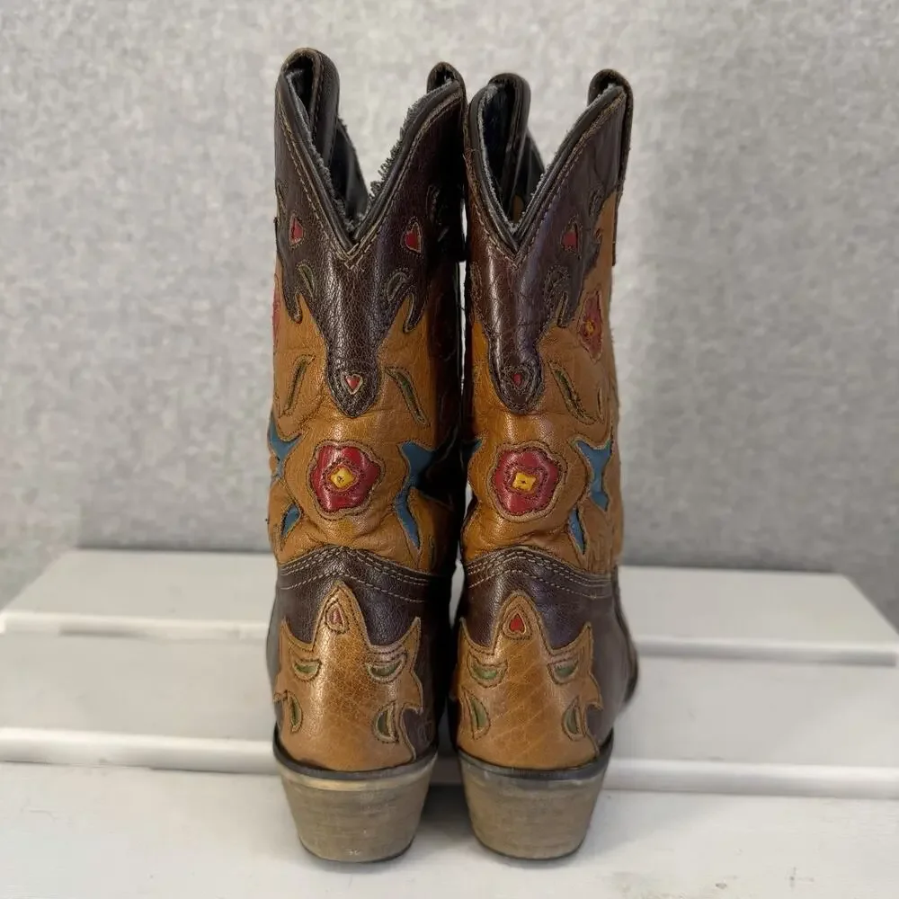 Dan Post Western Cowboy Boots Girls 2 Bluebird Embroidered Pointed Toe